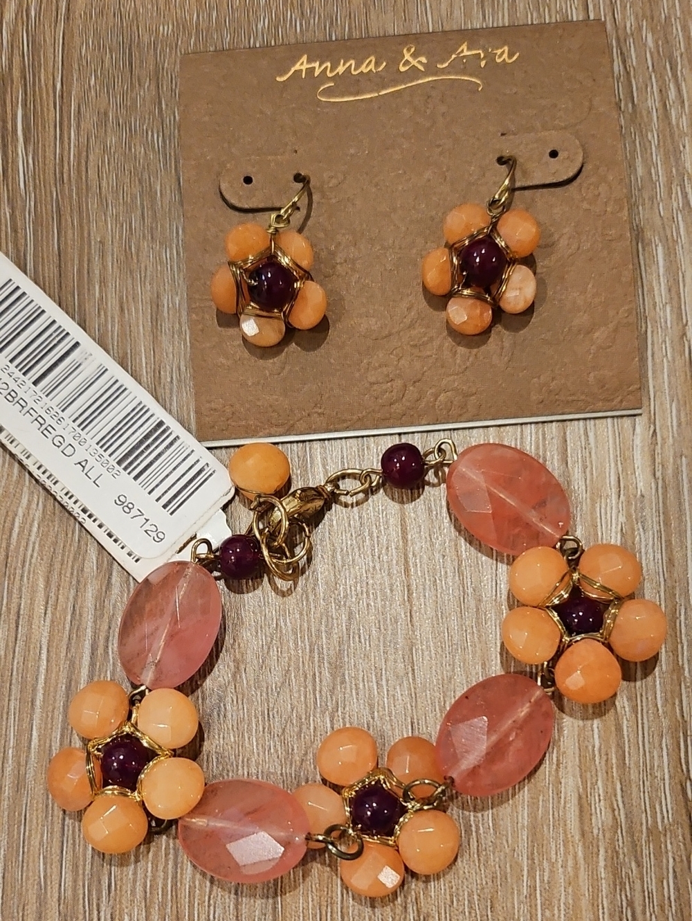 Anna & Ava Peach and Plum Floral Drop Earrings